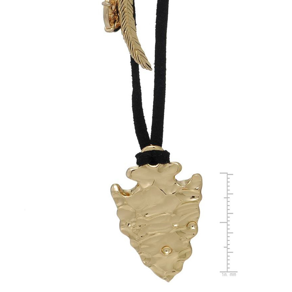 DISNEY COUTURE POCAHONTAS 14KT GP BLACK LEATHER ARROW PENDANT NECKLACE**NEW! - Picture 3 of 7